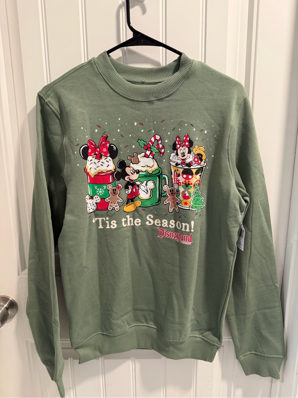 Disney Green Holiday Mickey & Minnie Crewneck Sweatshirt